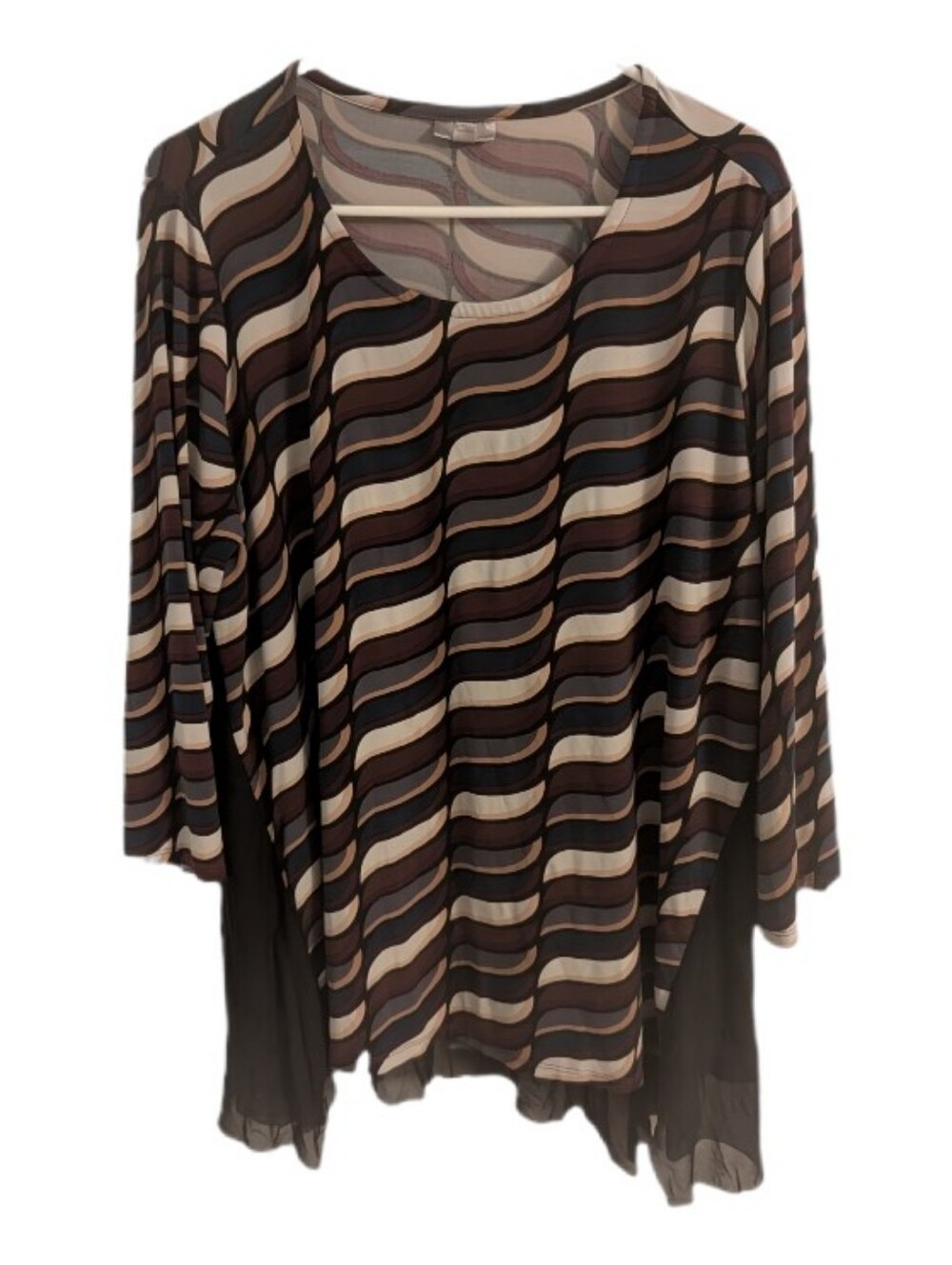 VIP Knits By Avenue Wave-Print Layered Tunic Top 14/16